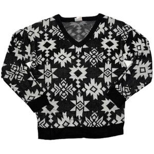 LulaRoe Womens Sweater Size 3XL Torrie V-Neck Black White Aztec‎ Stars 3X NWT
